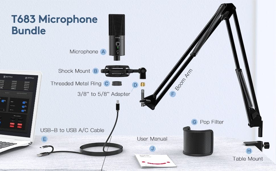 fifine t683 usb microphone bundle 4