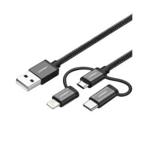 UGREEN 80326 USB 2.0 A To Micro USB Lightning Type C (3 in 1) Cable - 1M